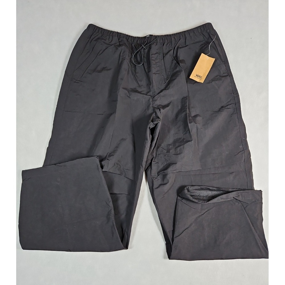 Vans Womens Black Riley High Rise Nylon Parachute Pants Size XL NWT